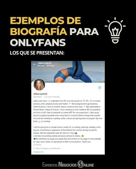 biografa para onlyfans ejemplos|Ejemplos de biografías de OnlyFans